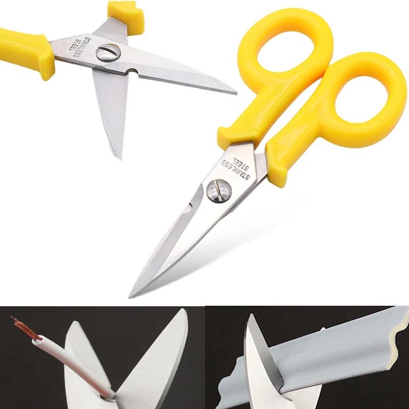 Multifunctional Scissors Semicircular Stripping Groove for Stripping and Cutting Wires Household Scissors Electrician Tools