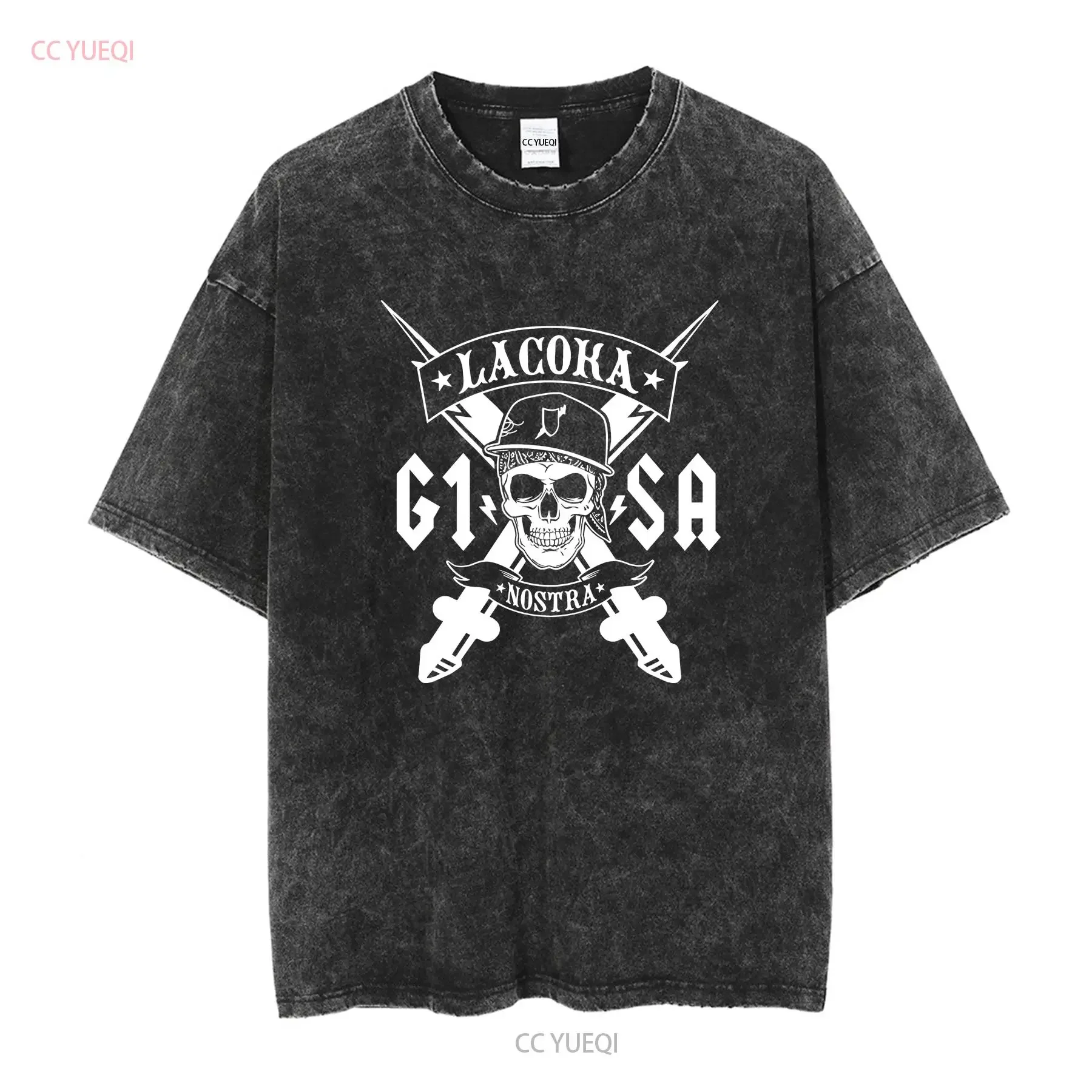 La Coka Nostra Original T Shirt Greyone ILL BILL vintage Washed Stretched Slightly fashion designer clothes Unisex