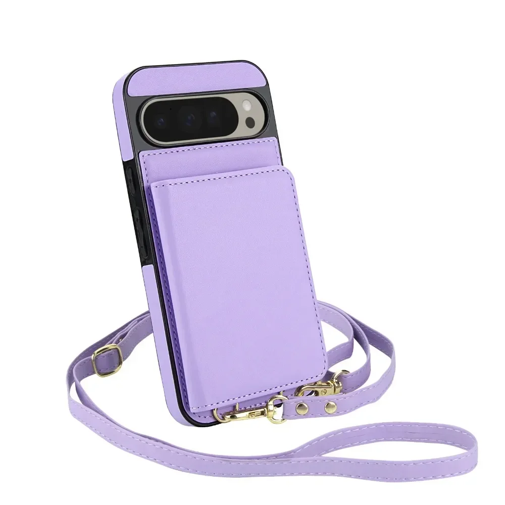 

Crossbody Wrist Strap Wallet With RFID Blocking Card Holder Phone Case For Google Pixel 9 Pro XL 9a 8a Adjust Lanyard Cover