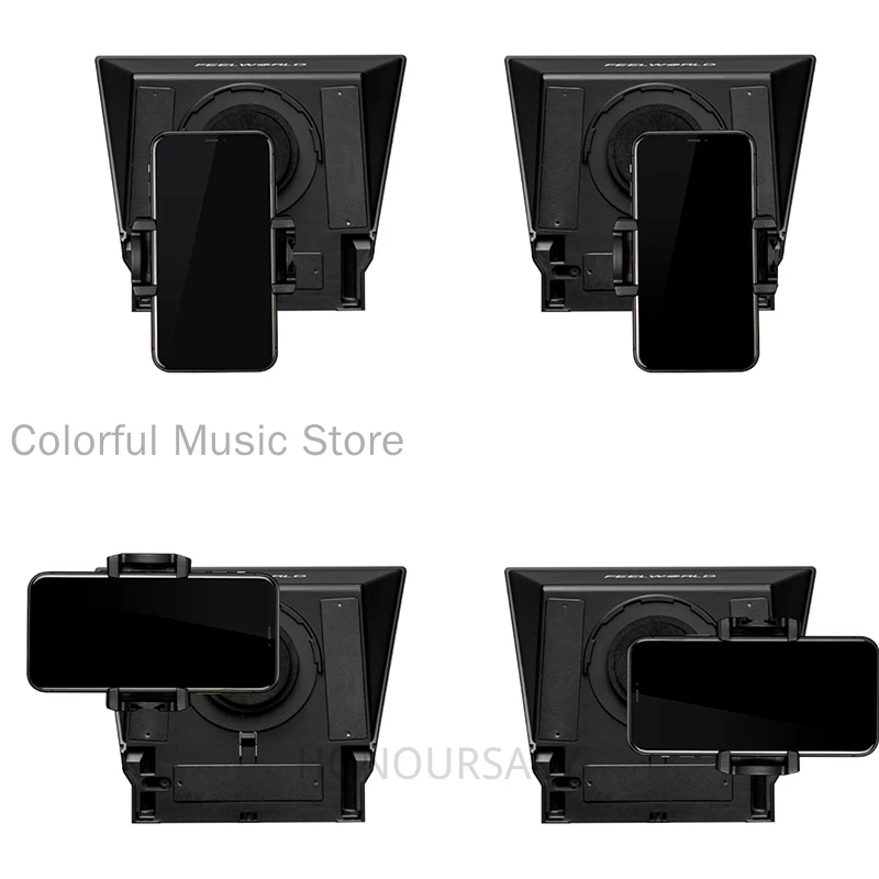 Teleprompter ขนาด 8 นิ้วแบบพกพารองรับสมาร์ทโฟน/การถ่ายภาพ DSLR ได้ถึง 8 นิ้วพร้อมวงแหวนอะแดปเตอร์เลนส์ควบคุม Bluetooth FEELWORLD TP2