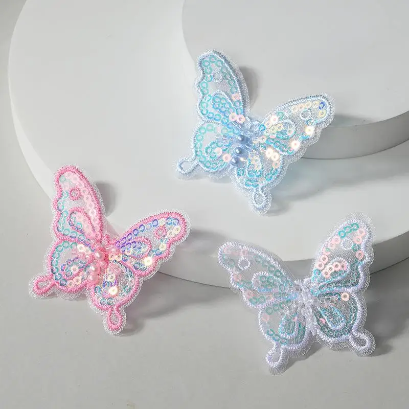 10pcs Colorful Sequin Embroidery  Butterfly  Cloth Handmade Craft DIY Clothing Dress Jewelry Hair Clips Accessories Decorated