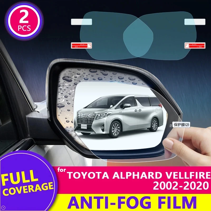For Toyota Alphard Vellfire 10 20 30 2002~2018 Full Cover Anti Fog Rainproof Films Rearview Anti-Fog Car Stickers Accessories