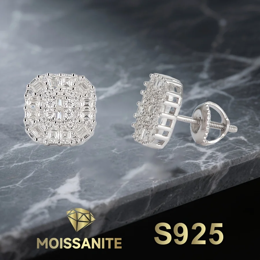 

Full Moissanite Earrings S925 Silver Stud Earring for Women Geometric Moissanite Earrings with Gra Certificate New in Earring