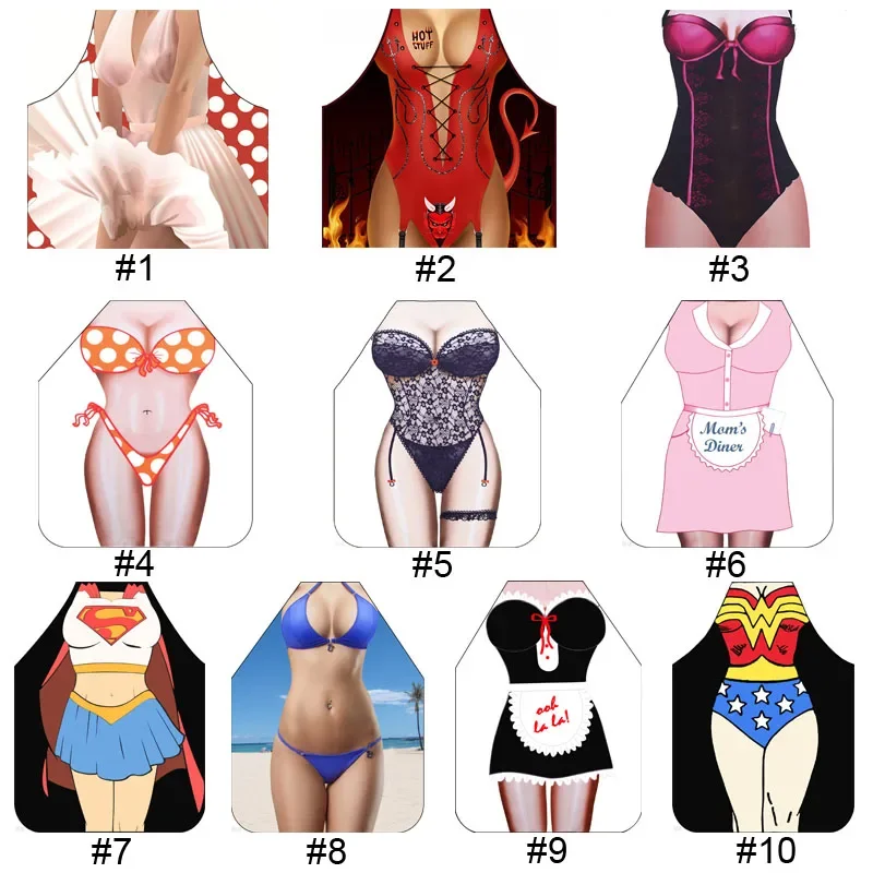 Colors Funny 3D Cartoon Kitchen Apron Digital Printed Sexy Women Aprons Bibs BBQ Cooking Accessories Cooking Uniform фартук