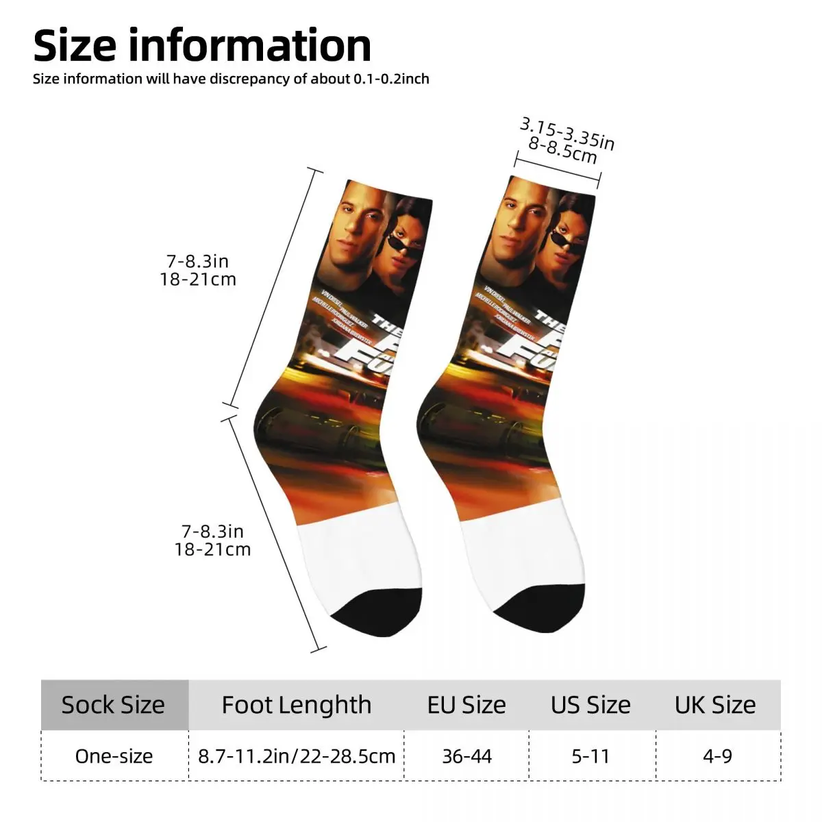 Crazy compression Fast Figured Sock for Men Harajuku Fast and Furious Seamless Pattern Crew Sock Casual