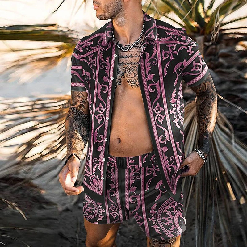 

Trend Floral Graphic Hawaiian Shirts Fashion Cool Streetwear Personalization Beach Shirts For Men Loose Lapel Vacation Blouse