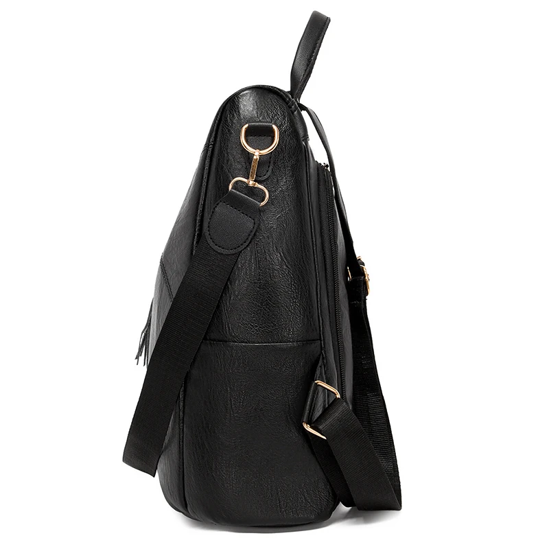 High Capacity Fashion tassel Travel Women Handbag Leather Anti Theft Female Backpack For Lady Busines Multifunction Shoulder Bag