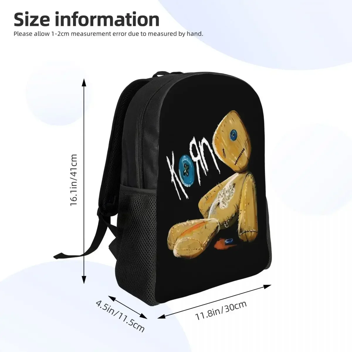 Custom Korns Heavy Metal Music Hard Rock Roll Backpack for Men Women Water Resistant College School Band Bag Printing Bookbags