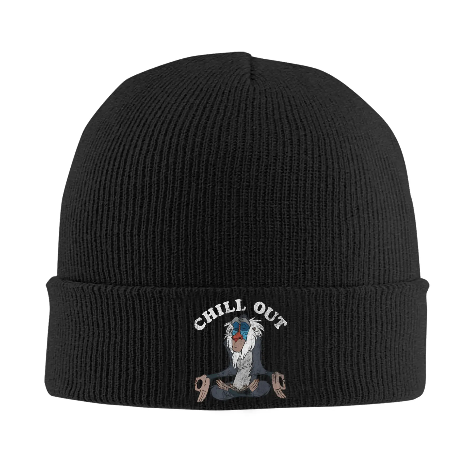 Lion King Rafiki Chill Out Meditation Knitting Hat Kpop Thermal Elastic Unisex Adult Bonnet Hats Autumn Pattern Casual Caps