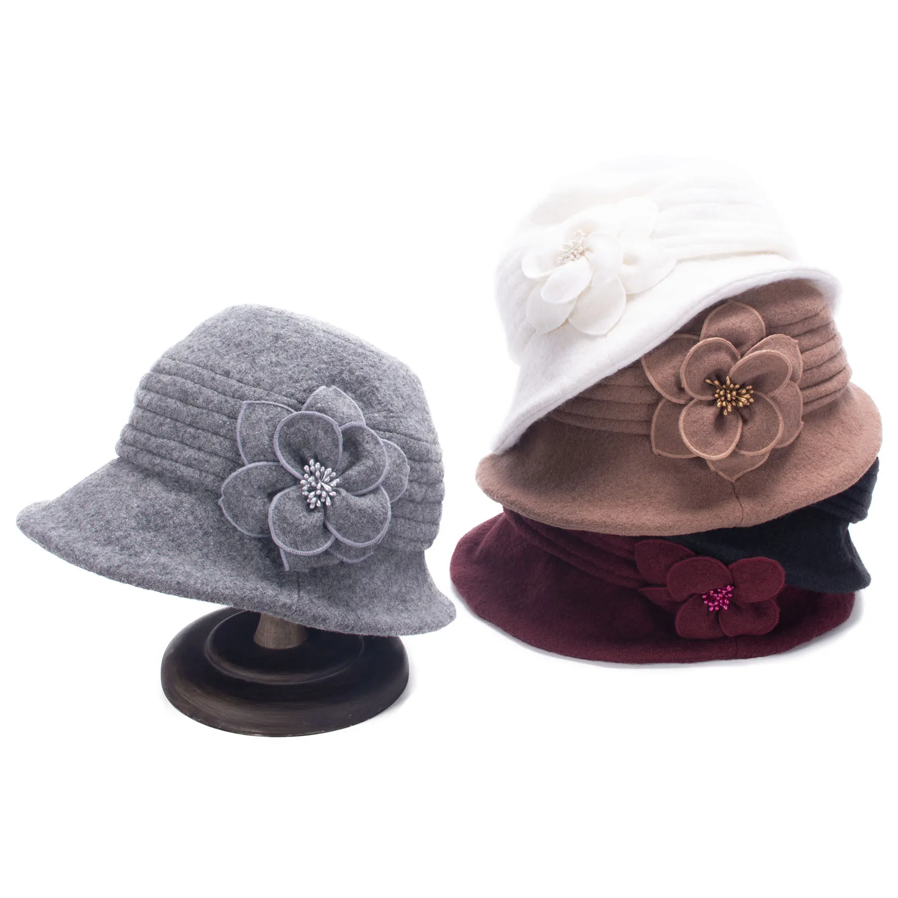 Lawliet Winter Hat for Women 1920s Gatsby Style Flower Warm Wool Beret Cap Beanies Cloche Bonnet Fedoras A299