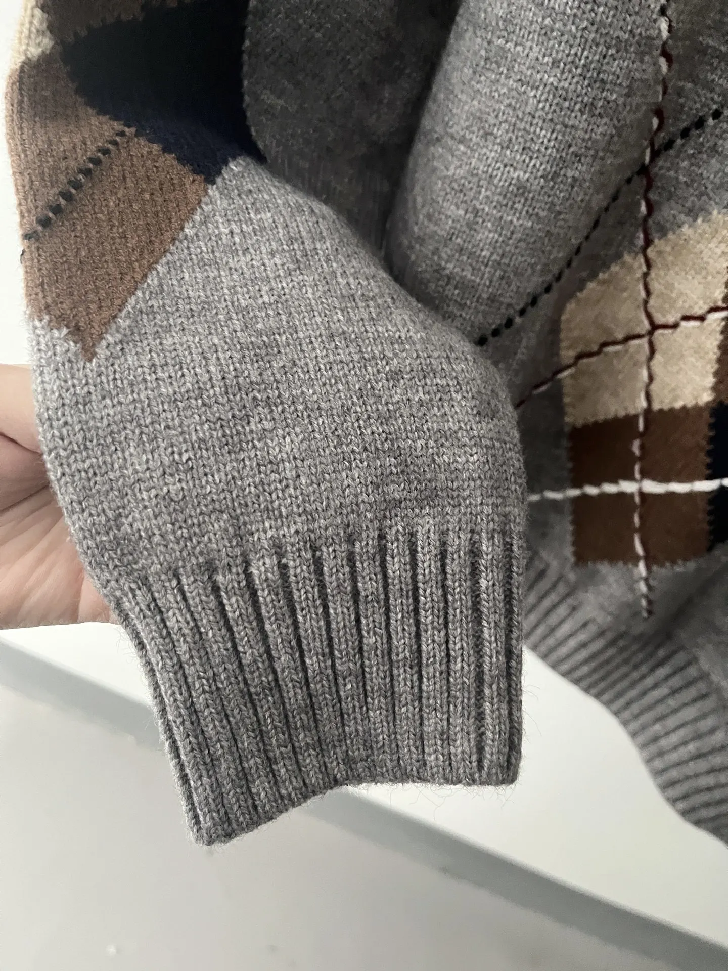 College style retro color matching rhombus lapel pullover temperament sweater women's autumn 67b-1732