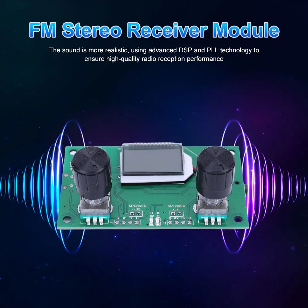 FM Radio Receiver Module with LCD Display Frequency Modulation Stereo Receiving Module 50Hz-18KHz DC 3-5V for Receive DSP PLL