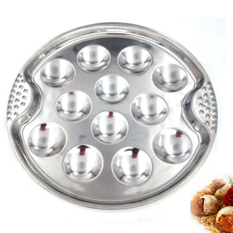 4 Set Of Stainless Steel Snail Mushroom Escargot Plate With 12 Compartments Grilled Snail Tool 12 Grilled Conch Tray-B61B