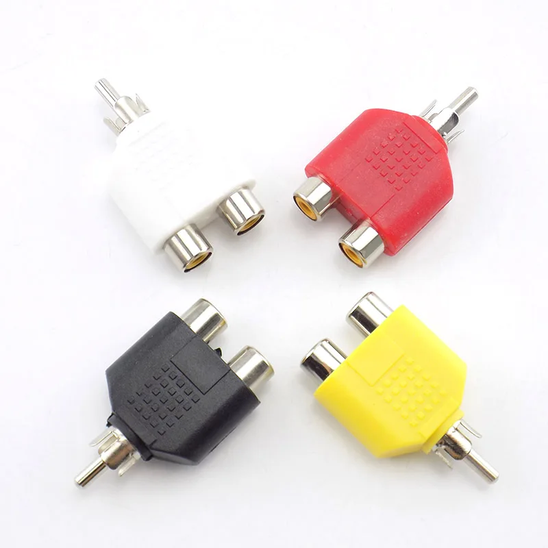 4 sztuki/lot Złącze RCA Y Rozgałęźnik AV Audio Video Wtyczka Konwerter 1 męski na 2 żeńskie Zestaw adapterów AV Jack RCA na podwójny kabel A7