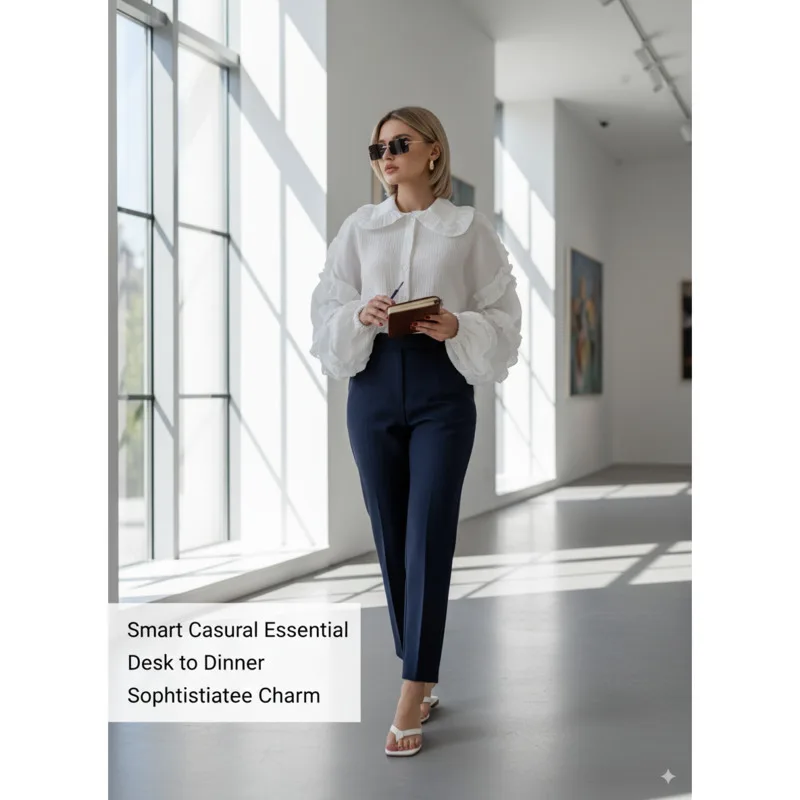 

Fashion Women's Cotton Blouse Long Sleeve Autumn Winter Lantern Sleeve Ruffle Accent Loose Fit Chic Top Elegant Everyday Shirt