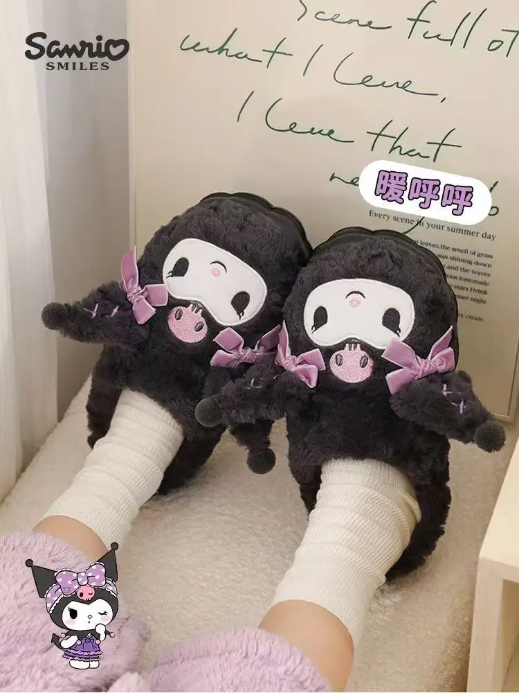 

drop shipping 2025 winter autumn New Kuromi Women's real picture Outwear Home black purple women warm fashion cutton Slippers