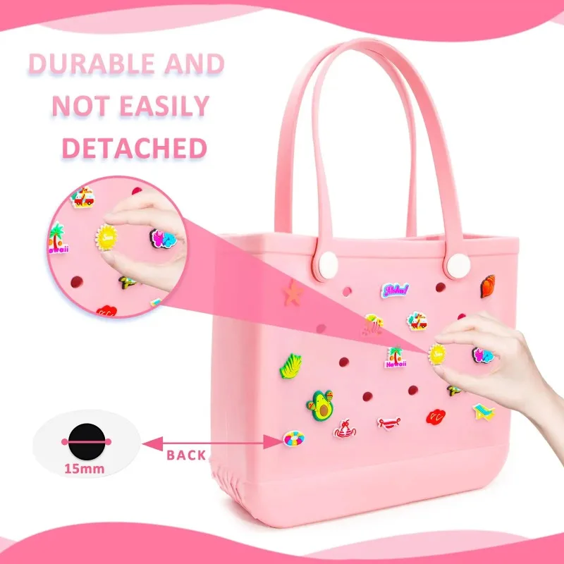 Cartoon Charm Bogg Bag Accessories EVA Rubber Tote Beach Basket Women Shopping Handbag Decorative Jibz Buckles Jelly Bogg Bag