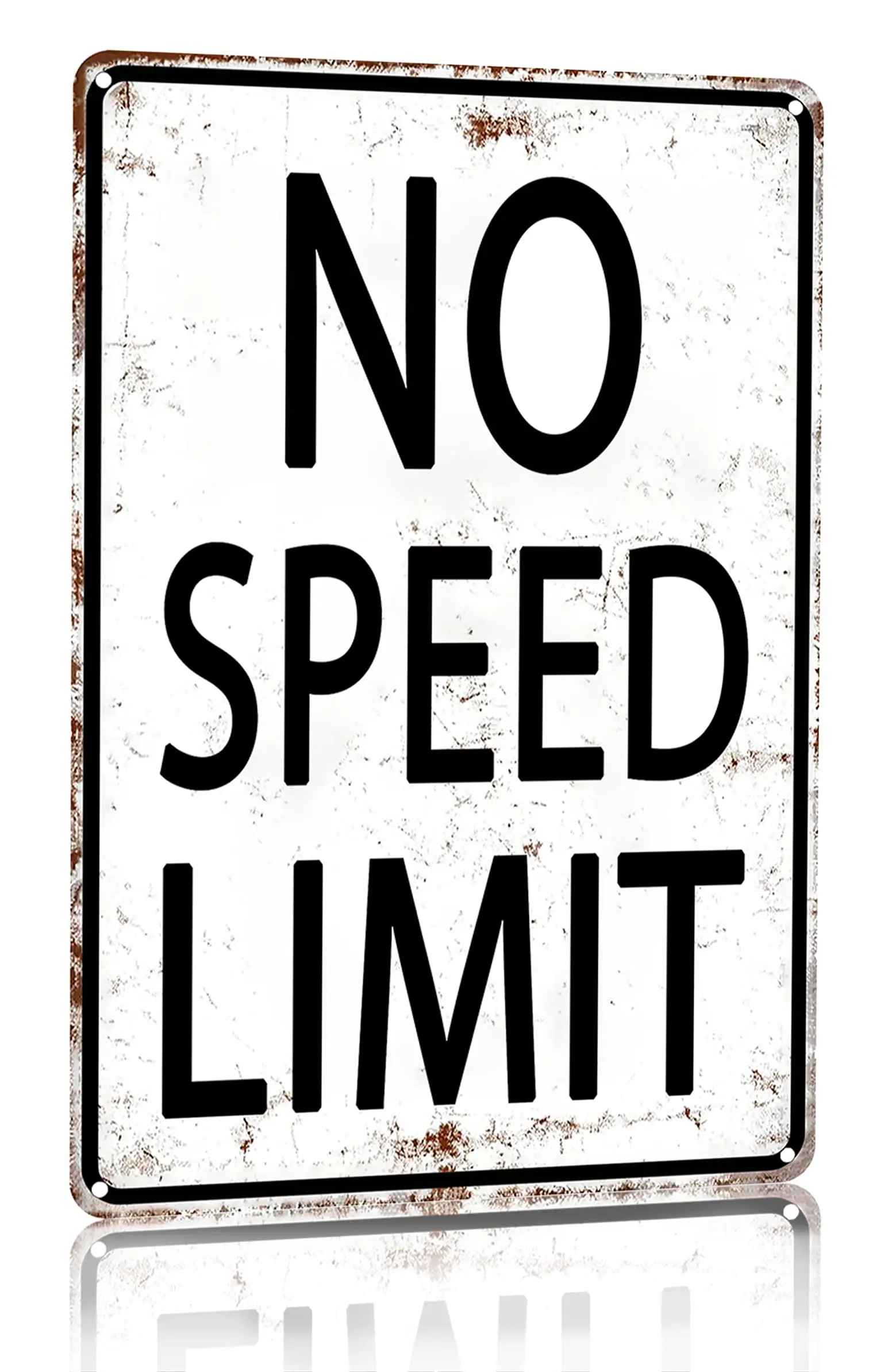 Retro Tin Sign No Speed Limit Sign for Man Cave Garage Bedroom Vintage Style Wall Art Decor 8 x 12 Inch (3096)