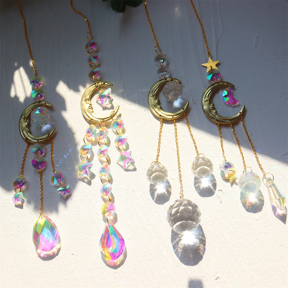Crystal Wind Chime Prism Sun Catchers Handmade Jewellery Hanging Ornament Rainbow Chaser Curtain Garden Pendant Home Decor