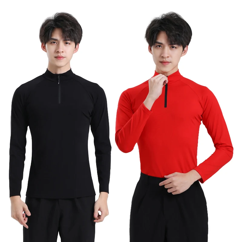 Hauts de danse latine pour hommes, vêtements d'entraînement de danse à manches longues, Modem de danse Samba Rumba, Costumes de spectacle sur scène pour salle de bal, automne