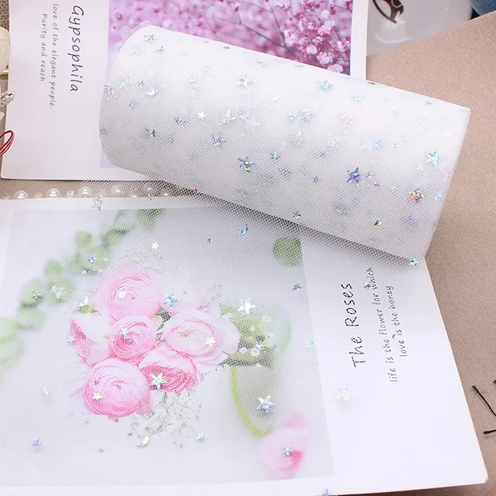 Tulle Roll 10 Yards 15cm Glitter paillettes Tutu tessuto decorazione di cerimonia nuziale Organza Laser artigianato fai da te forniture per feste di compleanno bianco