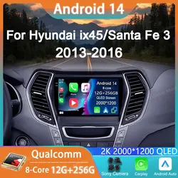 Car Radio Android 14 For Hyundai Ix45 Santa Fe 2013 2014 2015 2016 2017 GPS Carplay Multimedia Player Navigation Stereo Auto DSP