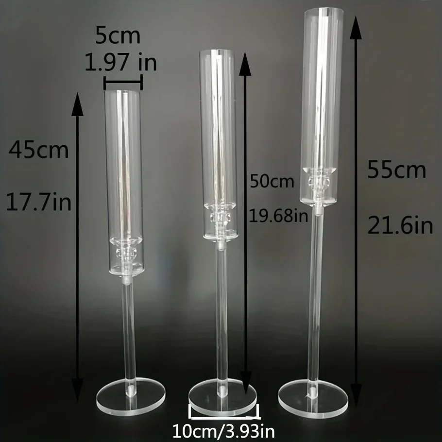 3PCS Clear Acrylic Candle Holder Party Decoration Candlestick Candle,weddings Decor