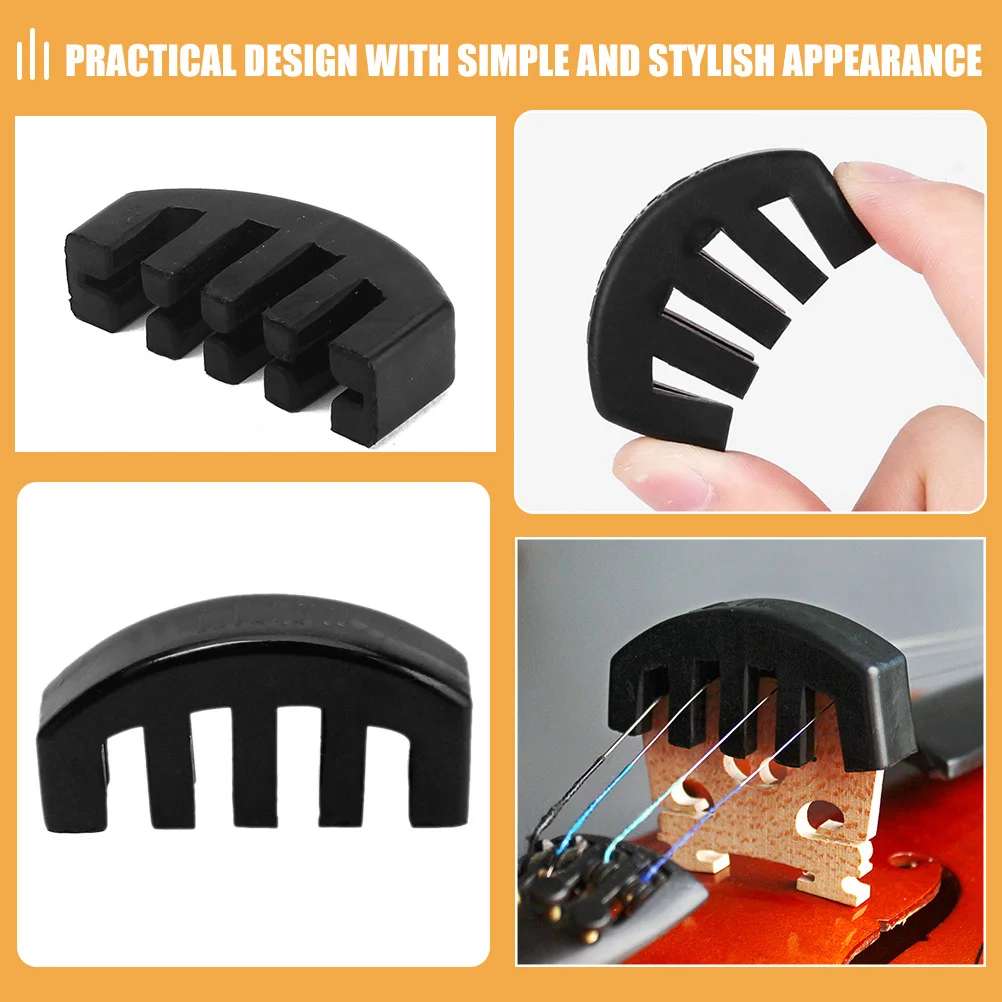 6 قطعة ممارسة الكمان كتم المواد المطاطية تخفيض الصوت دائم مقاومة للاهتراء سهلة التركيب المبتدئين طالب ممارسة صامتة