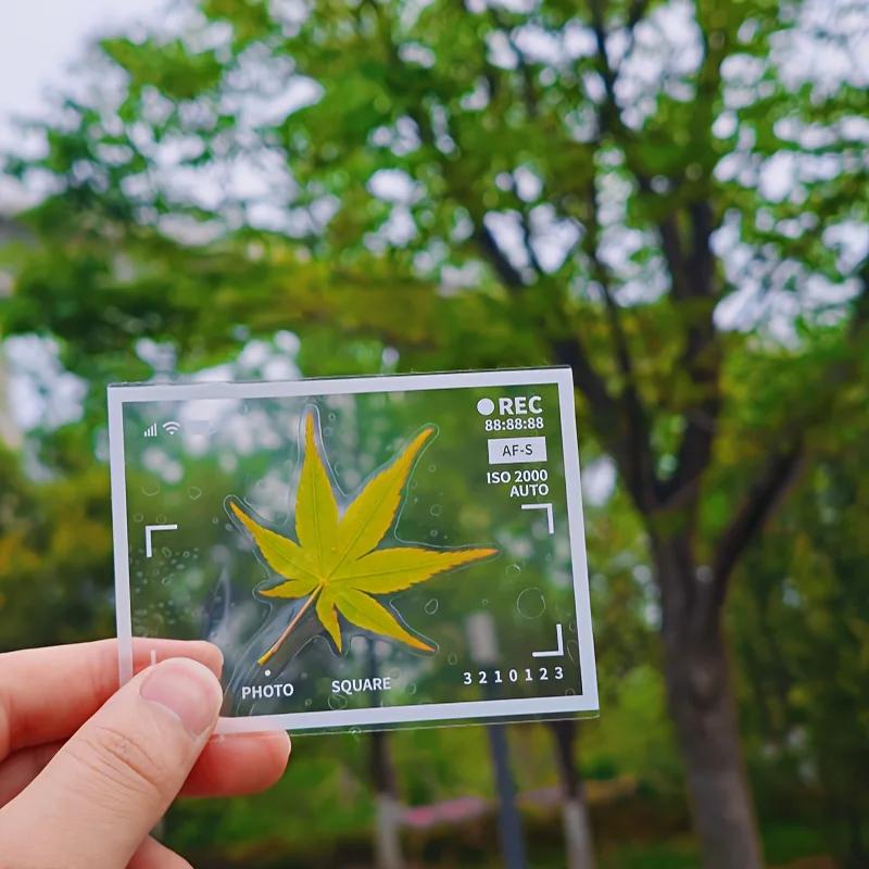 Przezroczyste naklejki samoprzylepne do rękodzieła DIY - błyszczące geometryczne wzory liści i kwiatów, naklejki do scrapbookingu, zakładki do książek