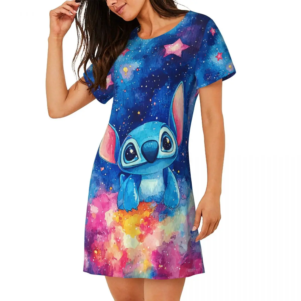 사용자 정의 스티치 모험 애니메이션 여성 짧은 소매 Sleepshirt 잠옷 쇼핑 여행 잠옷 잠옷 반팔