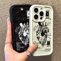 Art Cardiovascular model Phone Case for IPhone 15 14 13 12 11 Pro Max Mini XR XS X 7 8 Plus Soft TPU Back Cover With Hand Strap