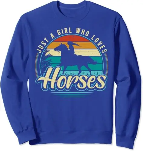 

Polarshe Just A Girl Who Loves Horses Retro Vintage Gift Unisex Crewneck Sweatshirt