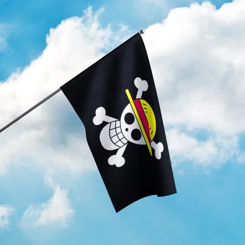 One Piece FLAG Monkey D. Luffy Skull Flag 90*150CM Polyester Straw Hat Pirates Trumpet Banner Flag Home Decor