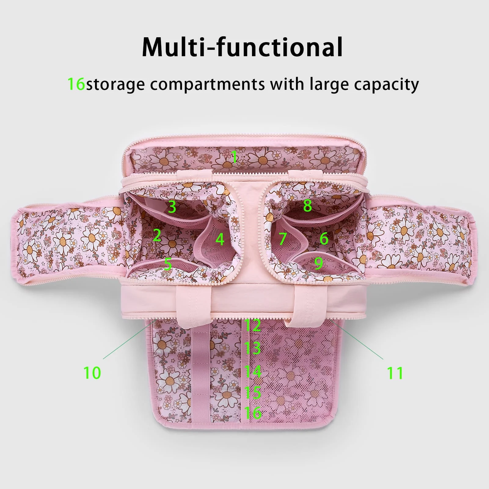 Large Capacity Travel Makeup Bag for Women Wide-Opening Cosmetic Organizer with Handle Portable Toiletry Storage Pouch On-the-Go Wash Bag Beauty Case Make Up Accessories Student Back to School