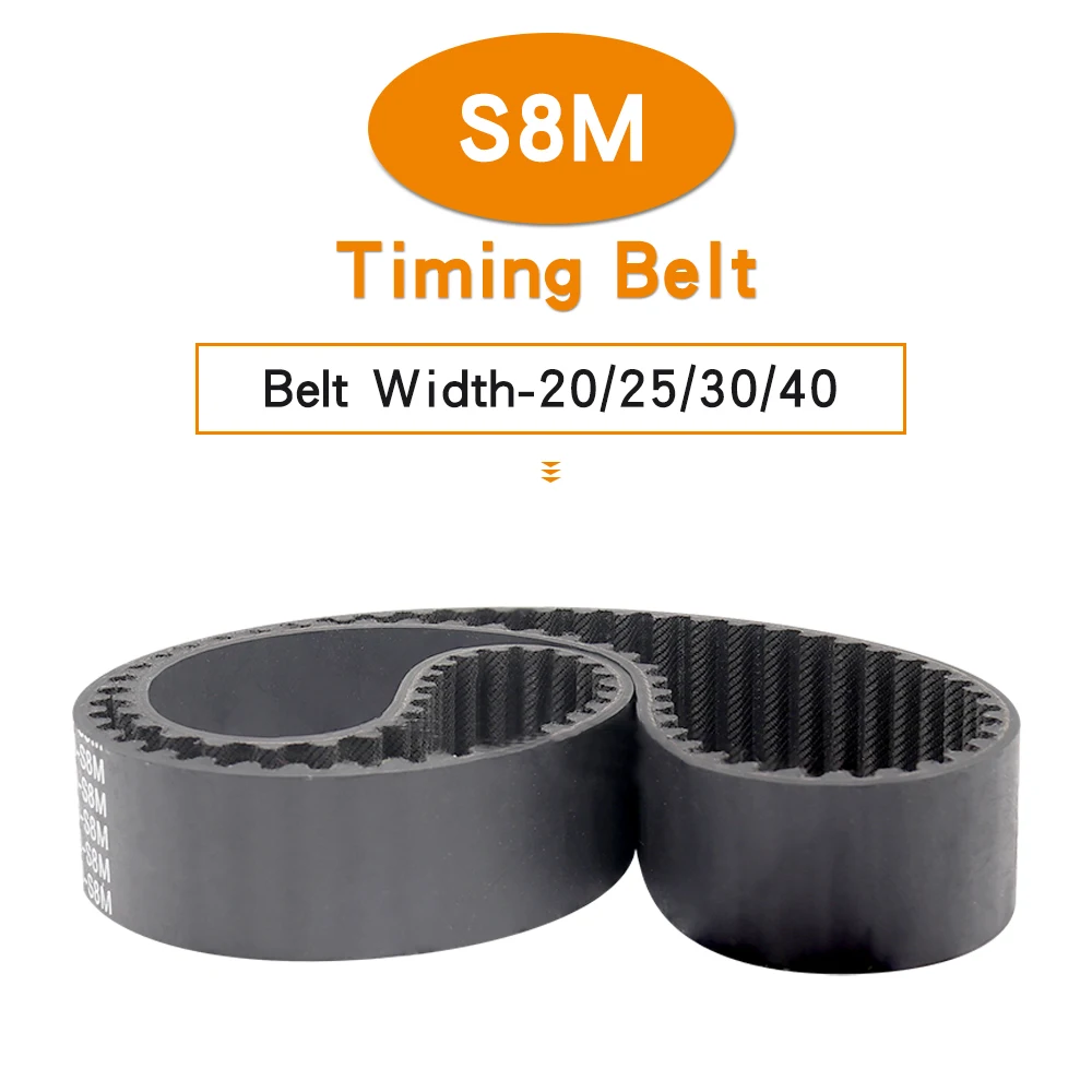 

Toothed Belt S8M-1320/1328/1344/1352/1360/1376/1384/1392/1400/1408 Teeth Pitch 8 mm Rubber Transmission Belt Width 20/25/30/40mm