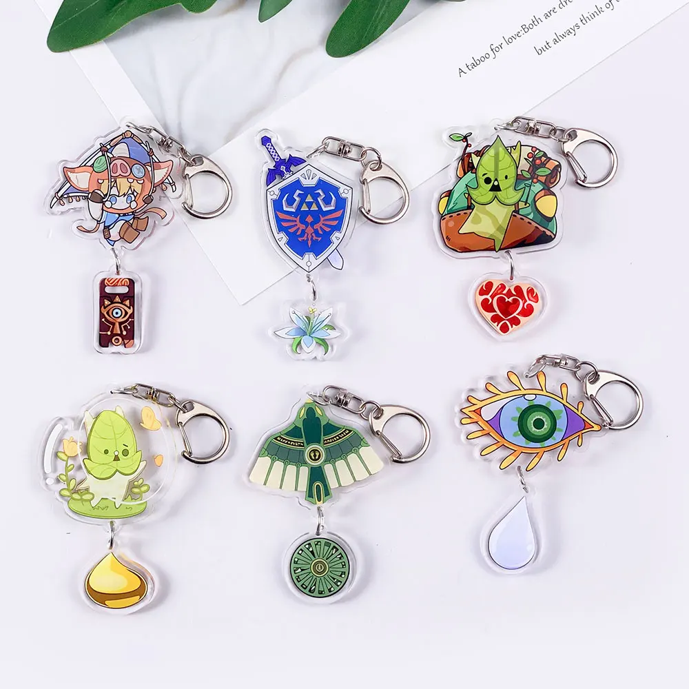 LLavero de acrílico de juego The Legend of Zelda, accesorios de enlace, bolso de dibujos animados, colgante para mochila, regalos creativos para amigos, 1/6 Uds.