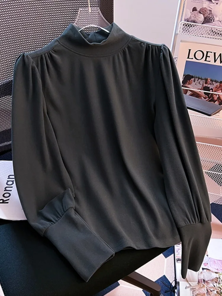 قاعدة منتصف سبتمبر للسيدات irt f-ياقة عالية فقاعة طويلة Sve منتصف Ne عادية طول القطن الكورية Sle #3