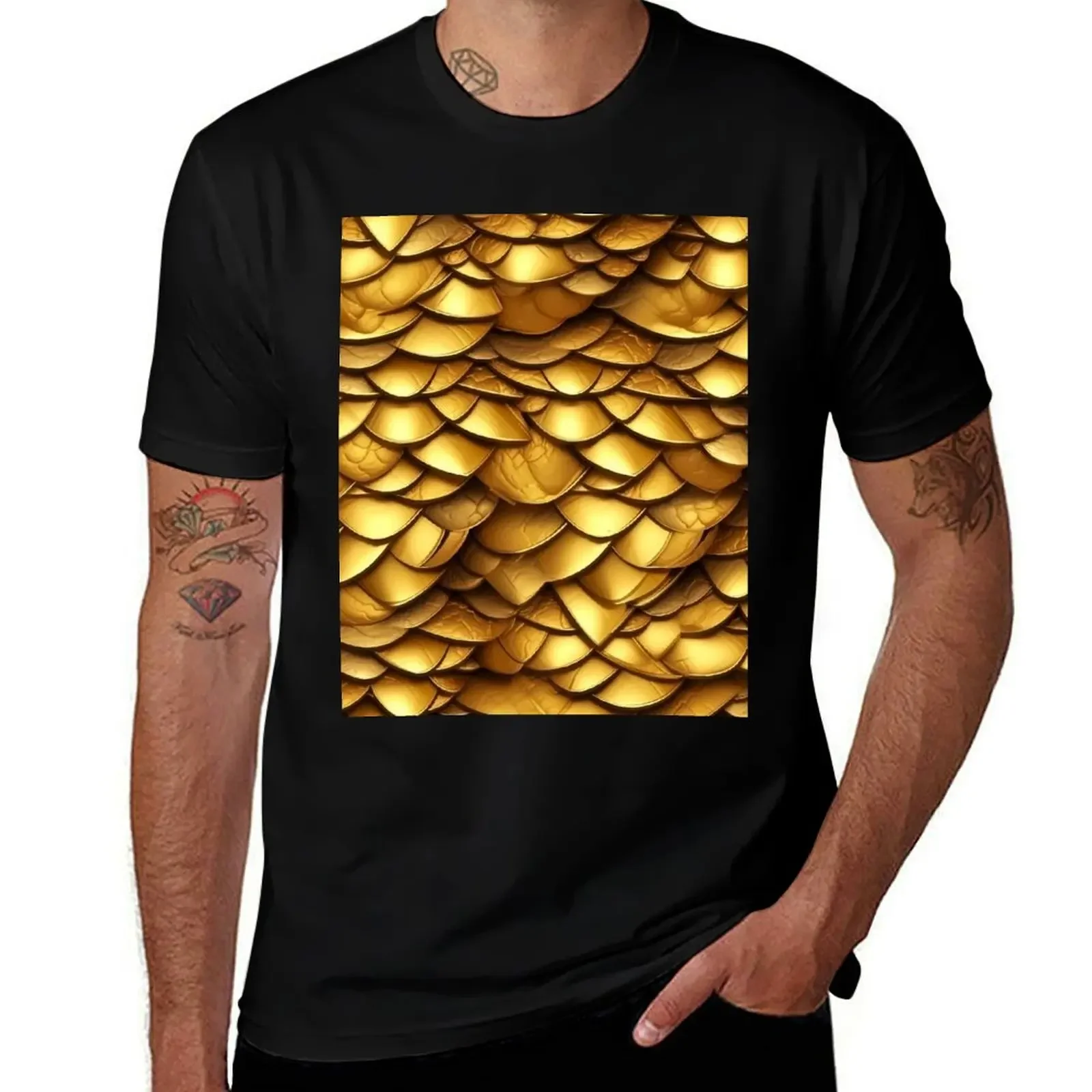 Golden Dragon Scale Design T-Shirt blanks tshirts personalised anime tshirt oversizeds fruit of the loom mens t shirts