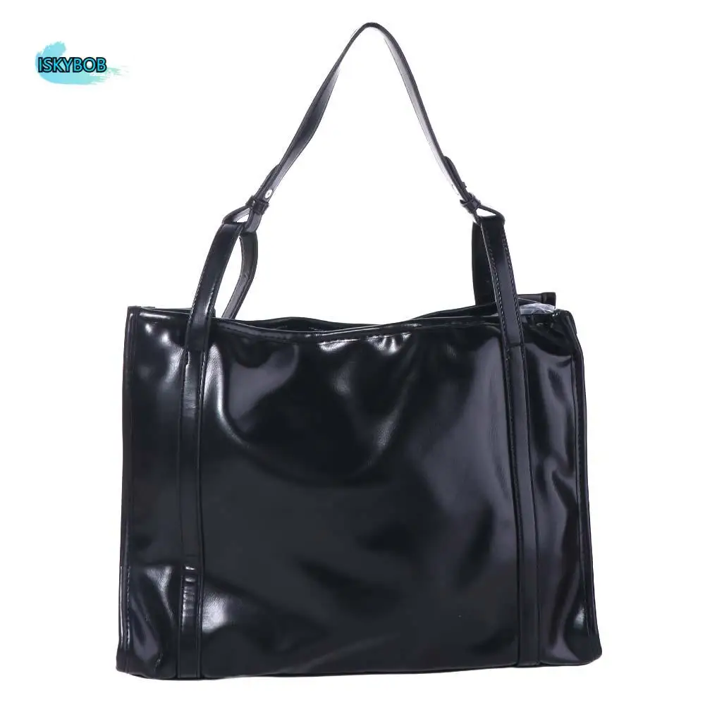 

Underarm Bag Black Tote Bag College Student Business PU Leather Shoulder Bag Large Capacity Solid Color Large Handbag Girls Gift