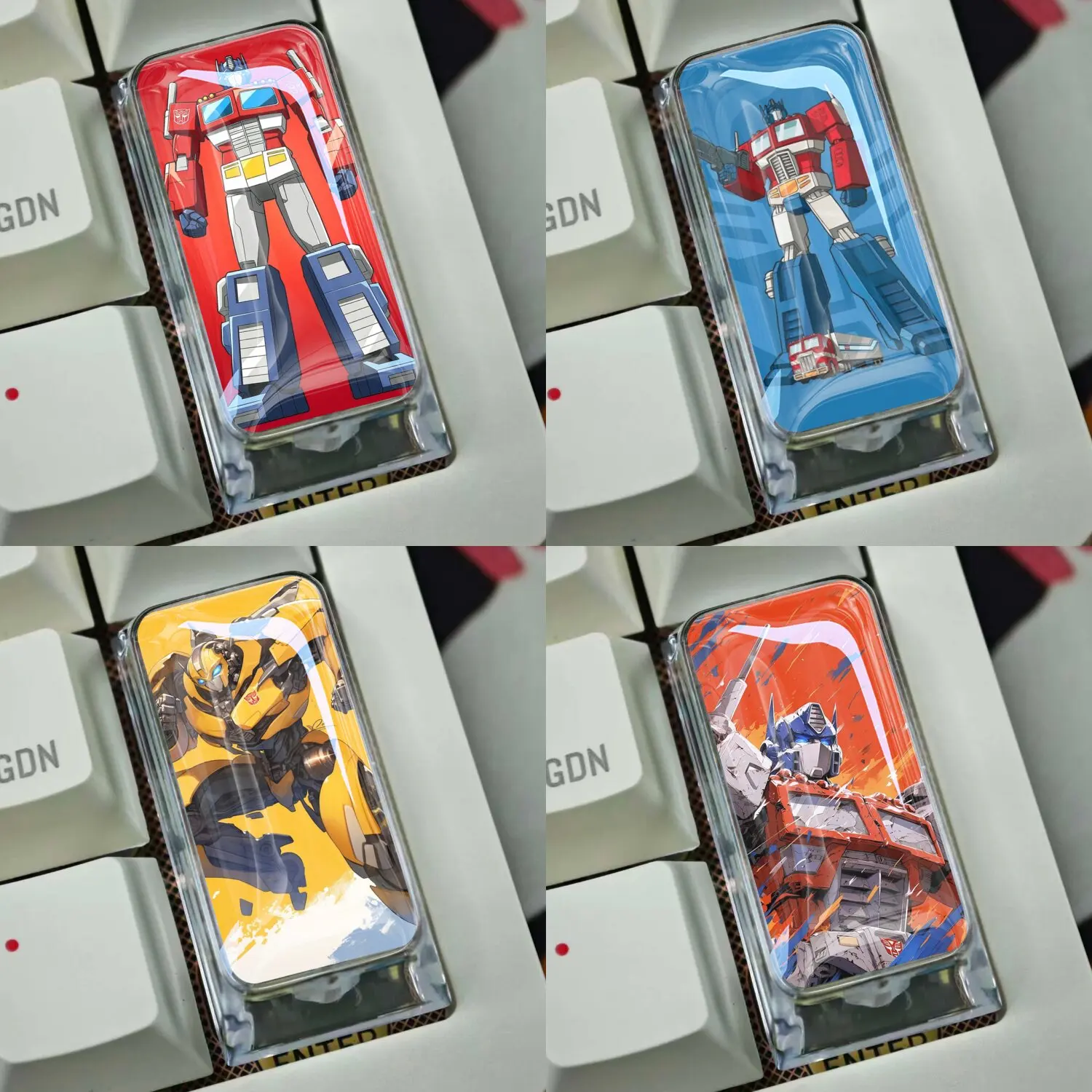 

Механические клавиши для клавиатуры DIY с мультяшным Оптимусом Праймом, перекрестно-осевые механические клавиши для ПК, персонализированные кейкапы, подарочные игрушки