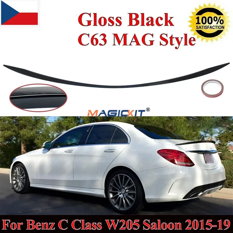 MagicKit FIT FOR MERCEDES BENZ C Class W205 SALOON 4 DOOR 2015-2019 GLOSS BLACK REAR TRUNK BOOT LID SPOILER DE STOCK