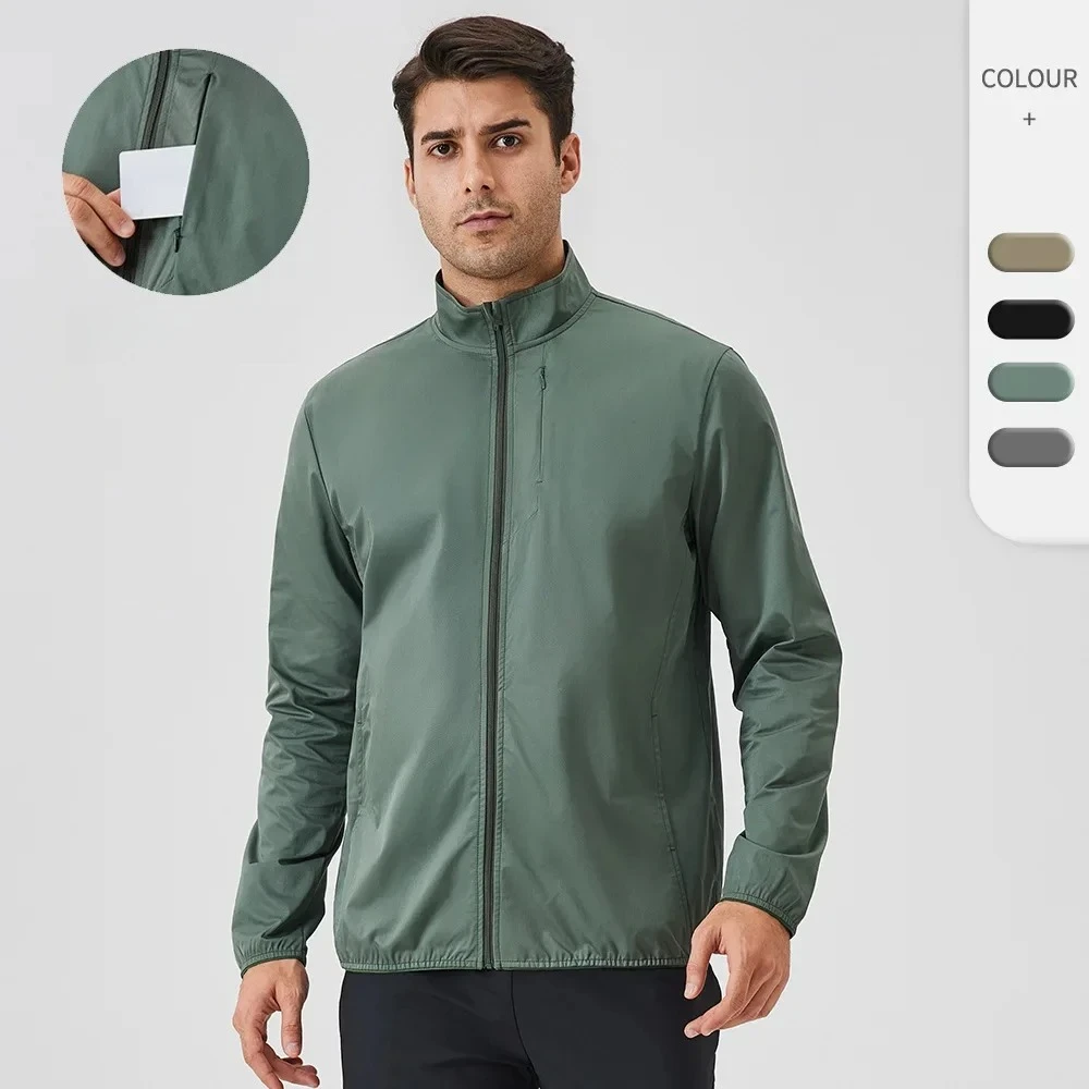 

New Winter Men's Solid Band Collar Jacket Quick Dry Breathable Tops For Running Sports Workout Outdoor Men's Clothing Men Jacket