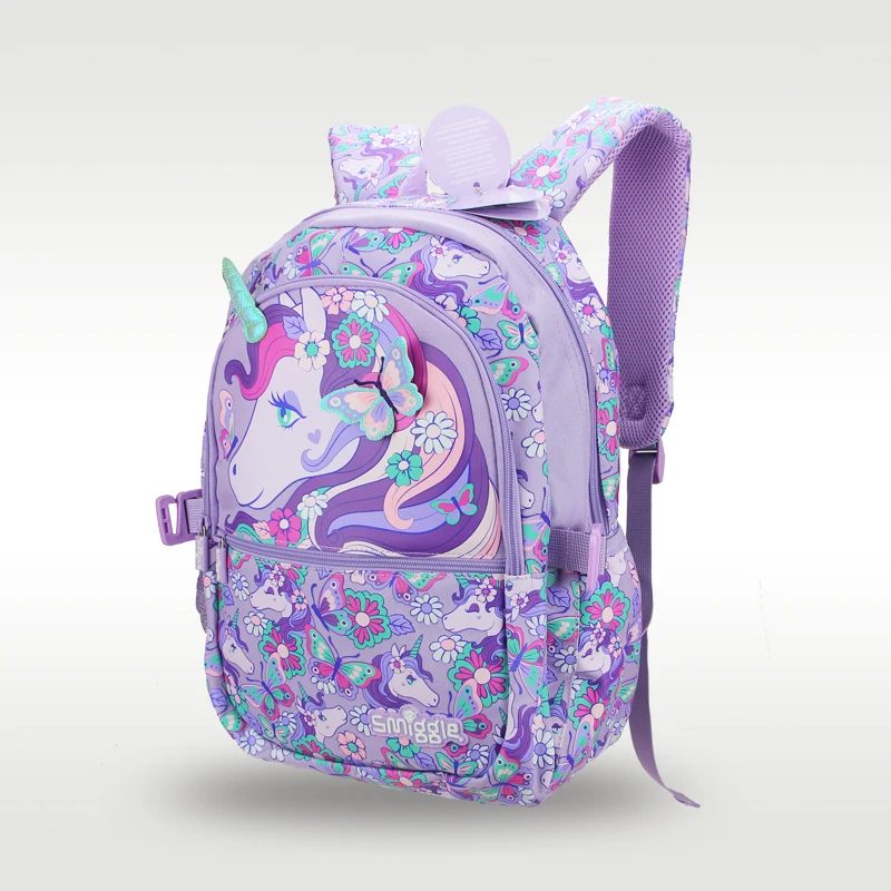 Australia Smiggle original hot-selling children's schoolbag girl purple unicorn high-quality cute schoolbag 16 inches