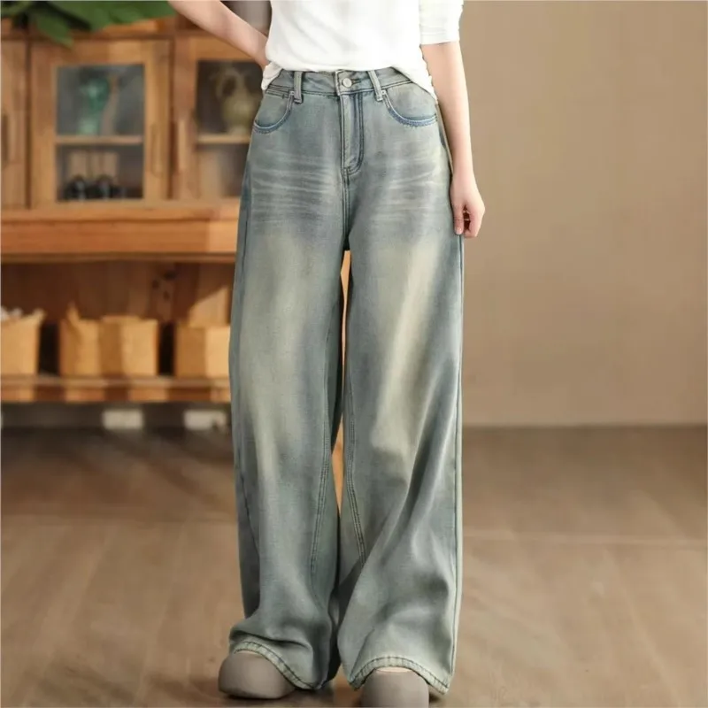 Baggy Jeans Y2k Middle Age Thick Denim Low Vintage None Other Jeans Korean Dongdaemun 2024 Berserk