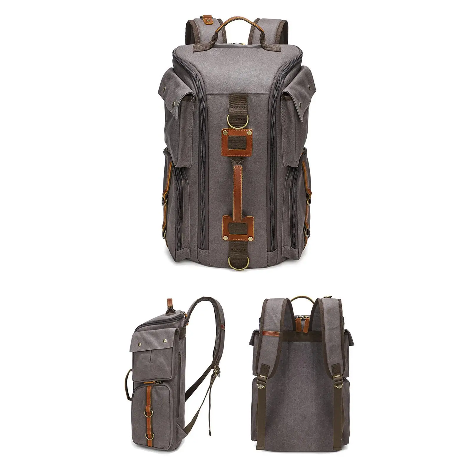 Heavy Duty Waxed Canvas Laptop Backpack for Men Travel 16 Inch Rucksack with Multi Pocket Vintage Bag Large Capacity