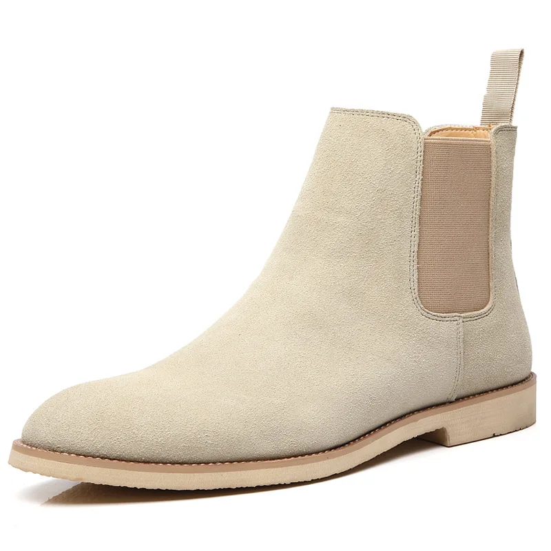 Fashion Yellow Chelsea Boots Men Pointed Comfortable Dress Boots Men Slip On Cheap Women Men's Suede Shoes Zapatos Hombre Casual