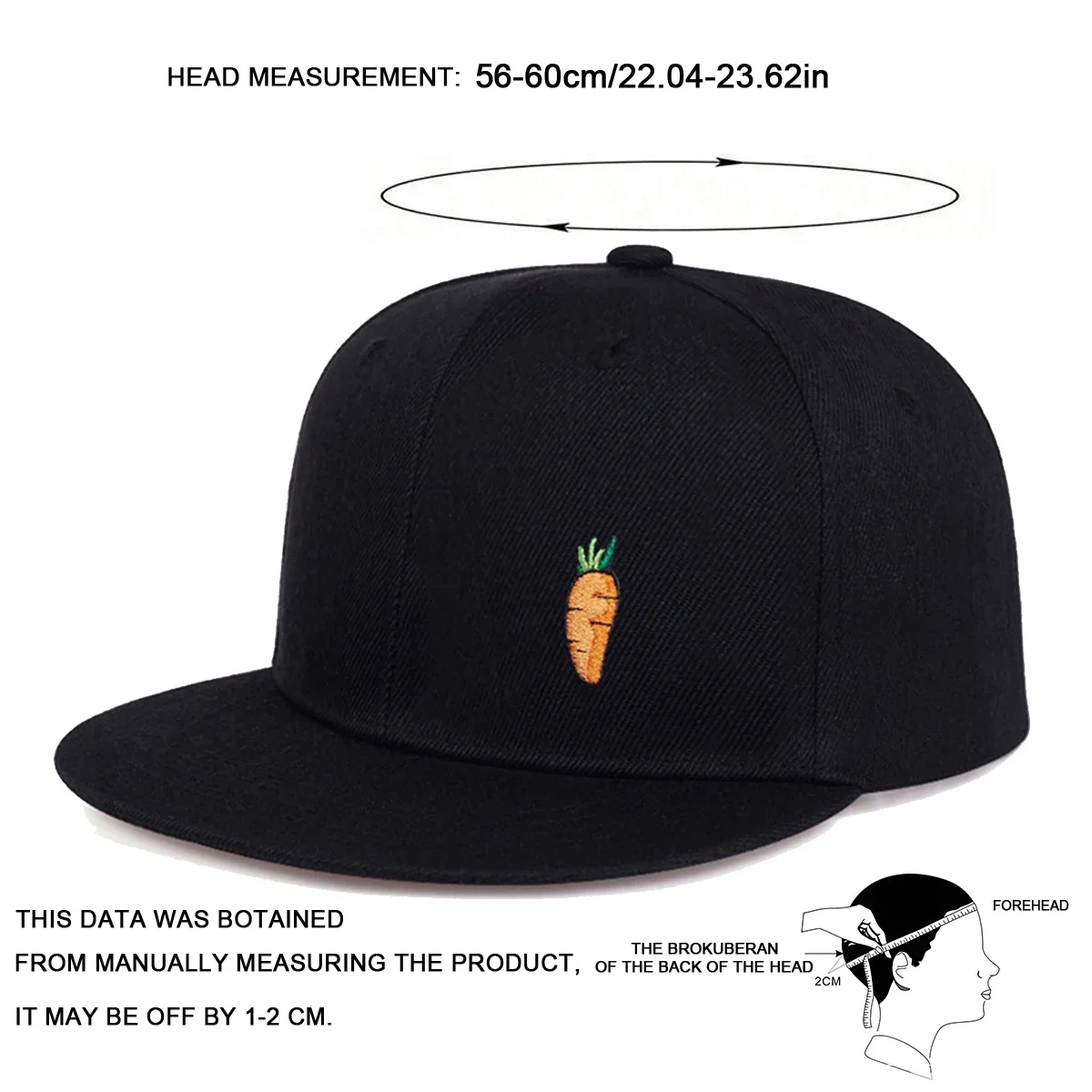 Unisex Carrot Embroidery Hip-hop Hats Fashion Spring Autumn Outdoor Adjustable Casual Baseball Caps Sunscreen Hat Sports Cap