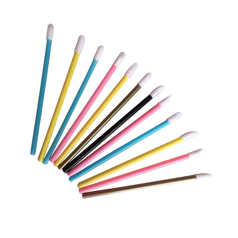 50PCS/Pack Disposable Lip Brush For Makeup Comestic Lipsticks Eyelash Lips Tattoo Cleaning Tools Brushes Cotton Swab Head