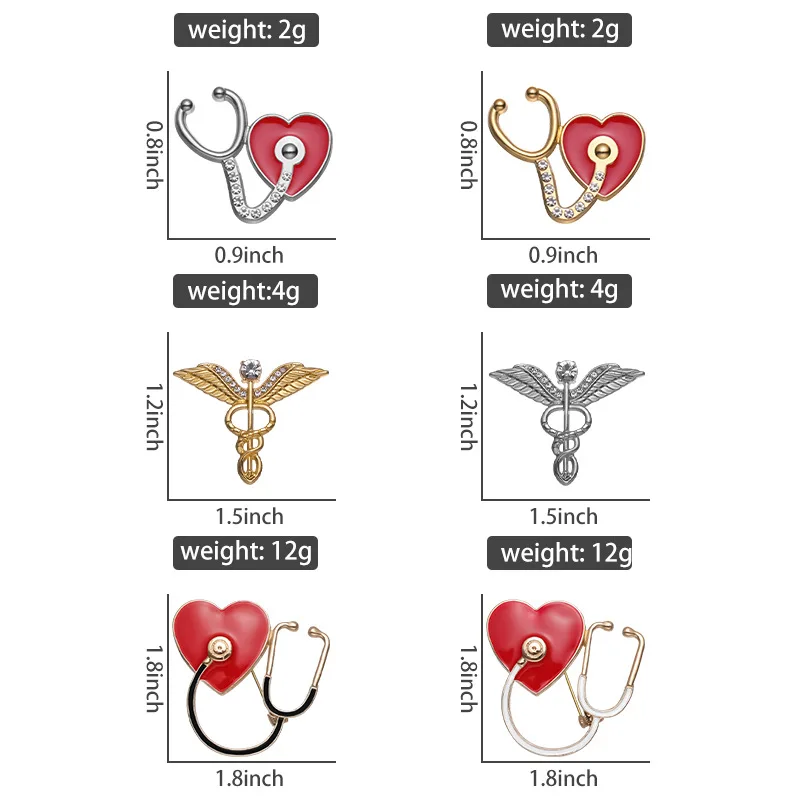 Medizinische Metall Brosche Nadelrohr Stethoskop Erste-Hilfe-Set Katze Krankenschwester Hund Arzt Tier Patient Medizinische Abzeichen Punk Pins Schmuck – Detail 10
