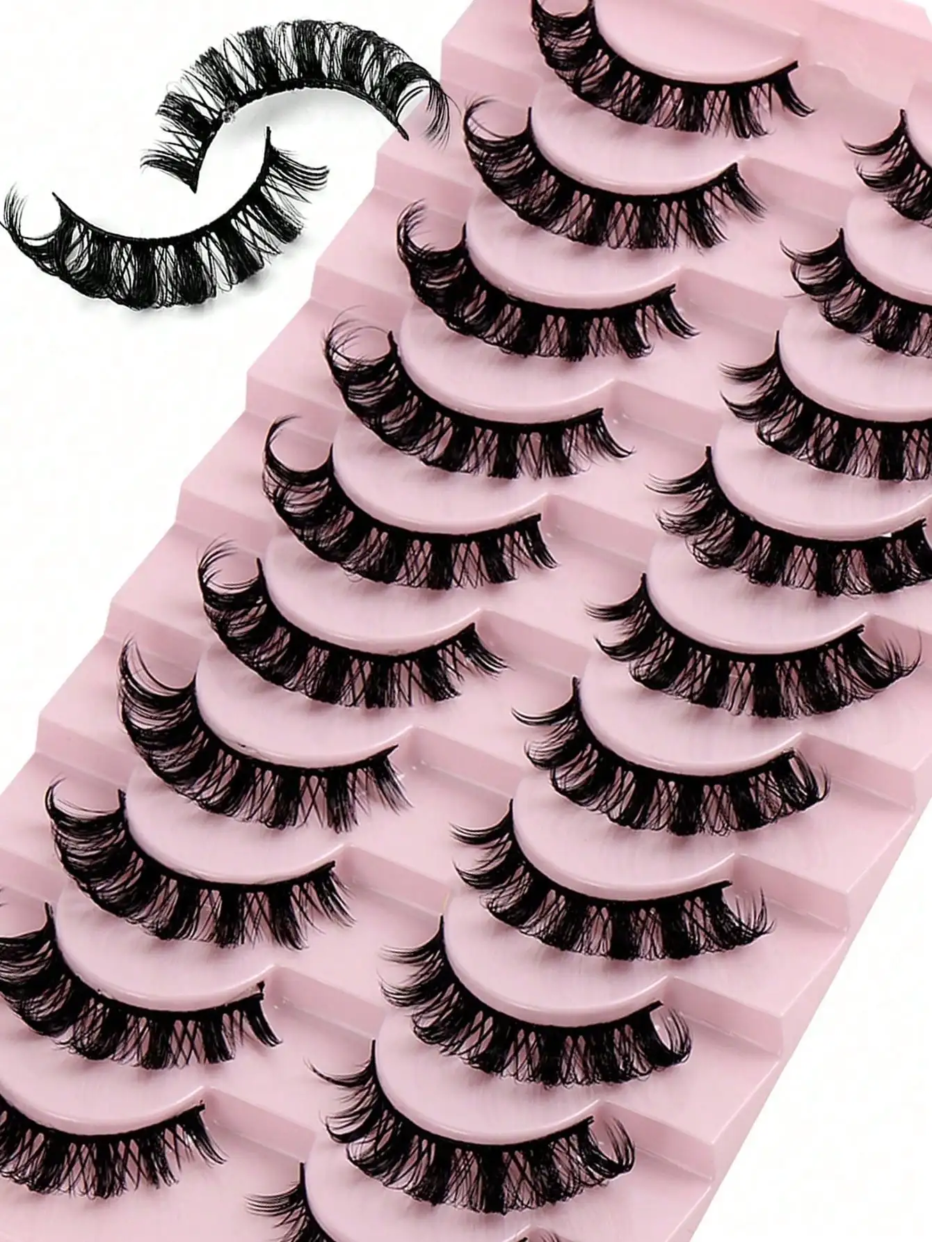 10 Pairs Full Set False Eyelashes D Curl Faux Mink Cat Eye Long Natural Volume Lash Extensions Makeup